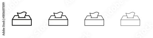 Tissue box icons. Simple solid style. thin stroke line icons