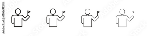 Tour guide people icons. Simple solid style. thin stroke line icons