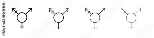 Transgender icons. Simple solid style. thin stroke line icons