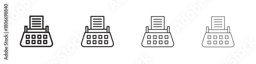 Typewriter icons. Simple solid style. thin stroke line icons
