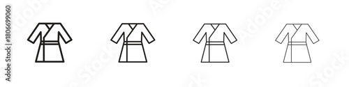 Uniform martial art icons. Simple solid style. thin stroke line icons