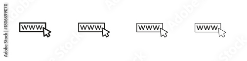 Url icons. Simple solid style. thin stroke line icons