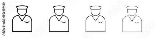 User pilot icons. Simple solid style. thin stroke line icons