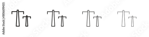 Utility pole icons. Simple solid style. thin stroke line icons
