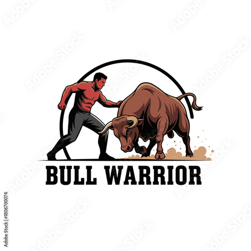 Aggressive Bull and Warrior Mascot Vector Logo