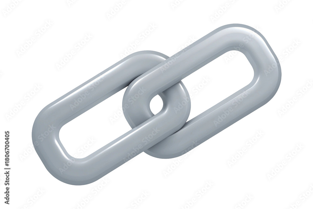 Obraz premium 3D Metal Chain Link Icon Isolated on Transparent Background Illustrating Connection Security Strength Unity and Digital Link