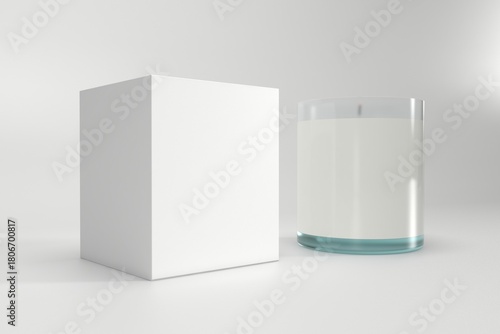 Elegant candle and box mockup with clean white design ready for your branding and product presentation
