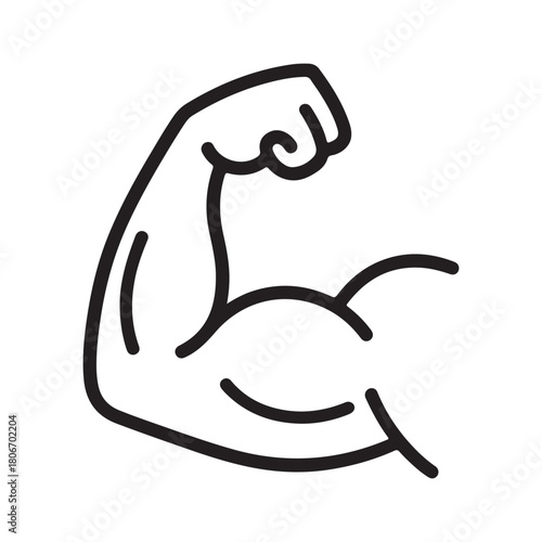 Muscle icon. Bicep symbol. Strong arm vector illustration. Gym logo