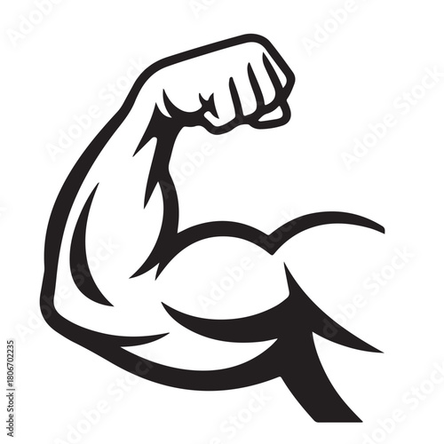 Muscle icon. Bicep symbol. Strong arm vector illustration. Gym logo