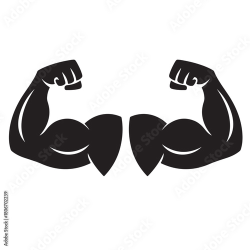 Muscle icon. Bicep symbol. Strong arm vector illustration. Gym logo