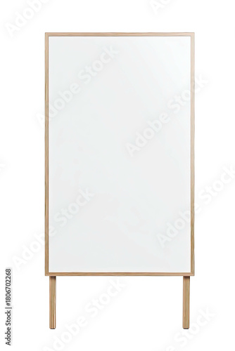 Vertical blank rectangular board with wooden frame and legs
