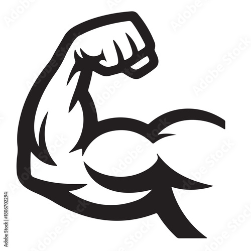 Muscle icon. Bicep symbol. Strong arm vector illustration. Gym logo