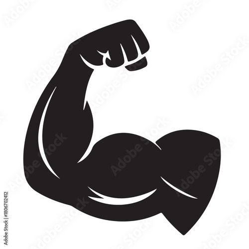 Muscle icon. Bicep symbol. Strong arm vector illustration. Gym logo