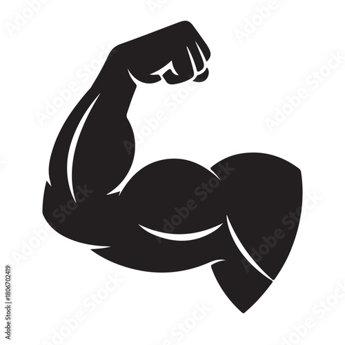 Muscle icon. Bicep symbol. Strong arm vector illustration. Gym logo