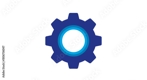 A dark blue gear icon centered on a white background with color codes