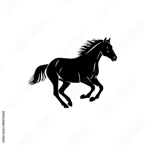 Silhouette of a Galloping Horse Dynamic Black Artwork Depicting Equine Movement