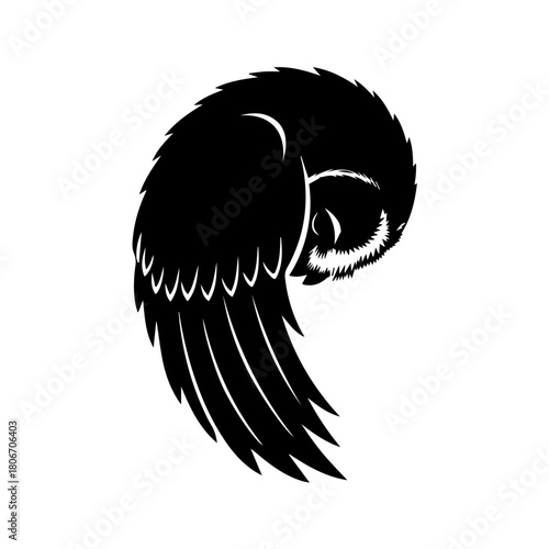 Elegant Monochrome Illustration of a Sitting Fox on a White Background