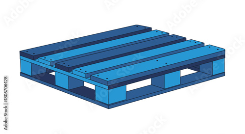 Isometric illustration of a blue wooden pallet No Background
