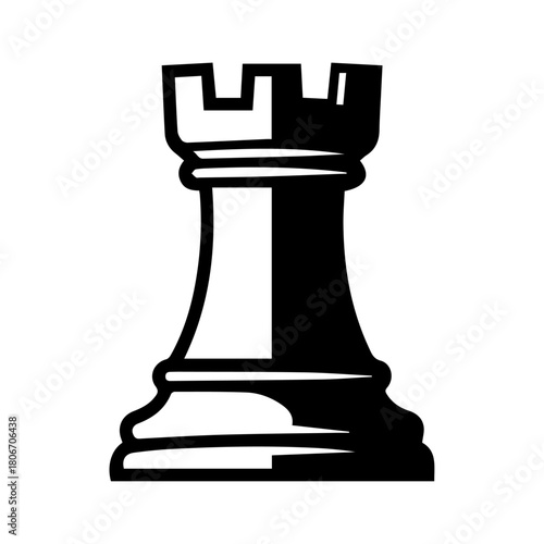 Black and White Chess Piece Silhouette The Rook's Strategic Presence