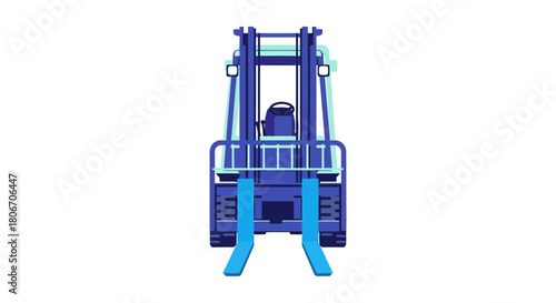 Front view illustration of a blue forklift No Background