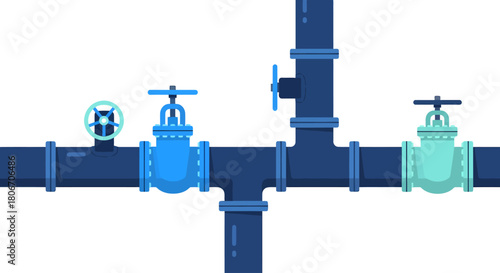 Pipeline illustration showing two valves No Background