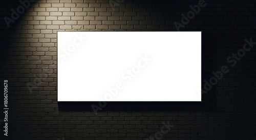 Wallpaper Mural Empty space for advertising on black brick wall with spotlight Torontodigital.ca