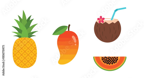 Tropical Fruit Medley: Pineapple Mango Coconut and Papaya.