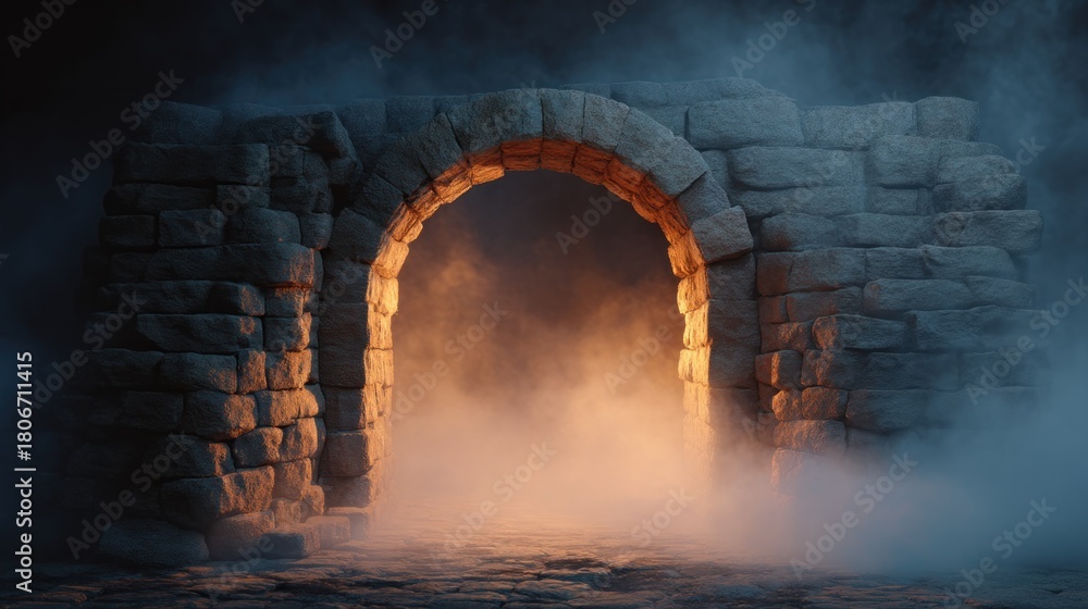 Fototapeta premium Foggy stone archway