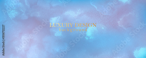 Elegant marble, stone texture. Watercolor, ink vector background with blue colors. Chic wall art design. Clouds, sky, water, fog.