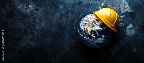 Protecting Our Planet, A Construction Worker's Hard Hat on Earth