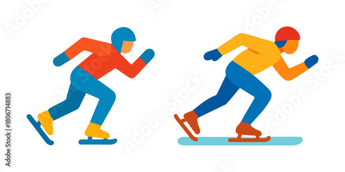 Speed skating athletes – dynamic winter sport concept for competition, fitness, and active lifestyle themes. Vector illustration.
