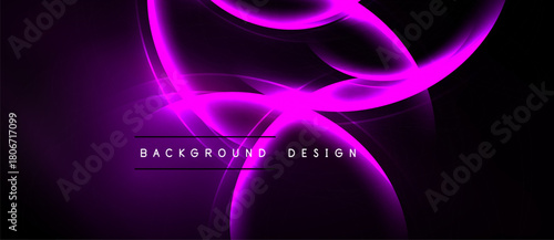Abstract purple lines create dynamic flowing shapes over black background. Text reads background design. Modern, sleek visual presentation.