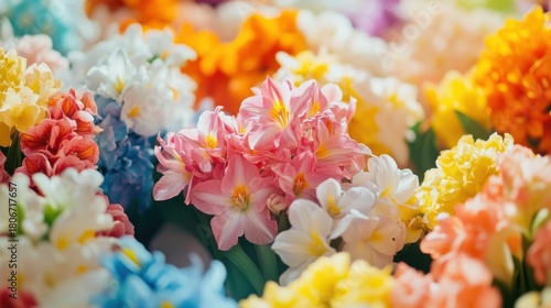 Abundance of blooming hyacinths creating a vibrant tapestry of spring colors