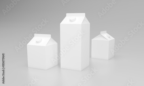 Canvas Print Blank white gable top carton mockups perfect for showcasing beverage or dairy pa