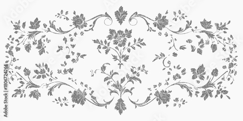 Vintage botanical print. Abstract form with dry stipple paper dust and gritty texture. Soft threshold transitions and uneven grain give the shape a retro look.