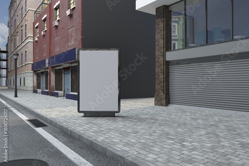 Visualize your branding on this blank billboard mockup in a vibrant city street setting, perfect for advertising campaigns