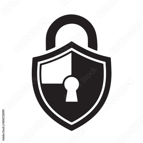 Digital security shield padlock icon for online data protection