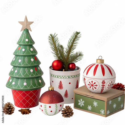 christmas background with christmas tree and balls