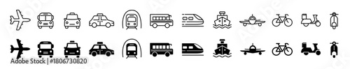 Public Transportation icon set. Vehicle and travel symbol. Vector illustration.