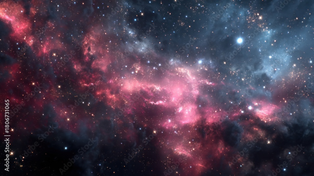 Fototapeta premium Pink red nebula space