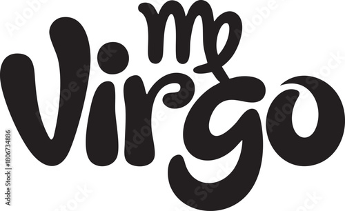 Virgo text word zodiac vector design for crafts and SVG cut  Vector illustration of the Virgo zodiac symbol in a clean graphic style ideal for Cricut, HTV, and craft projects. Zodiac Print Logo