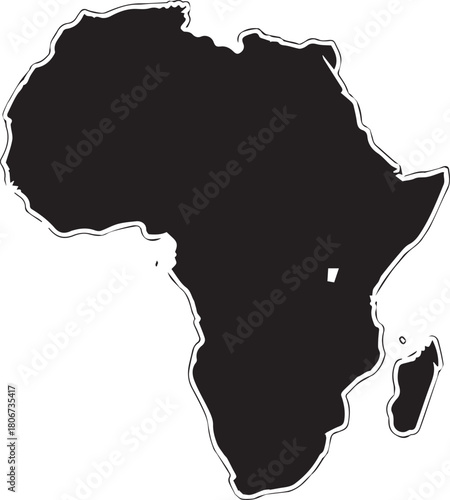 Black silhouette of the continent of africa on a white background