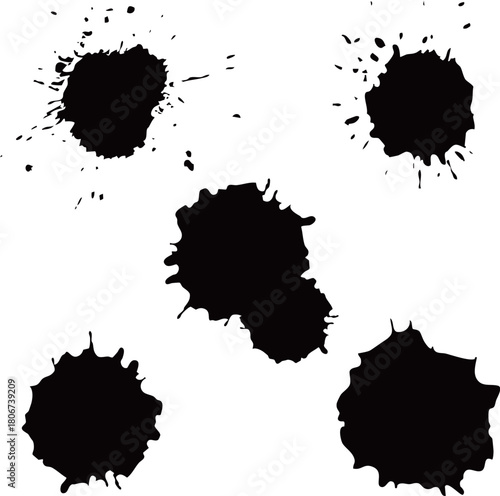 血痕・血のベクター素材のセット　黒