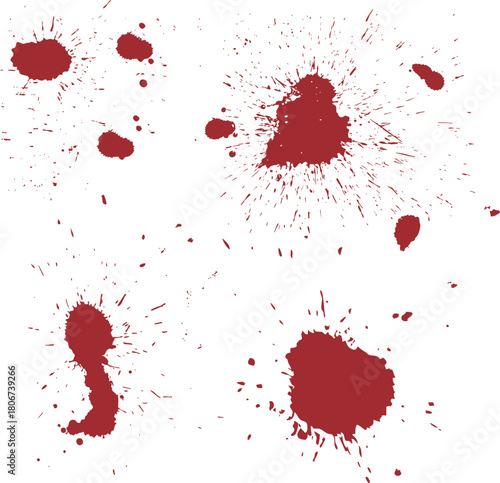 血痕・血のベクター素材のセット　赤