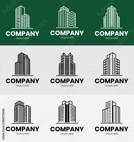 “Real Estate Logo Bundle – 9 Minimal & Modern Property Logo Set | Realtor, Home, Construction & Architecture Branding Pack”