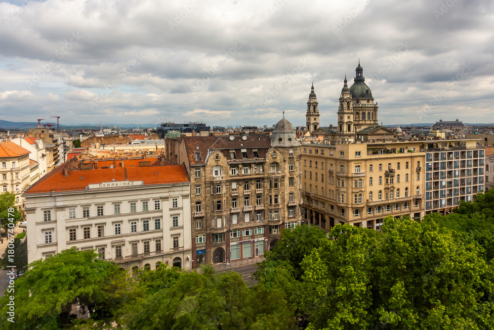 Naklejka premium Cityscape of Budapest, viewed from above. Budapest, Hungary