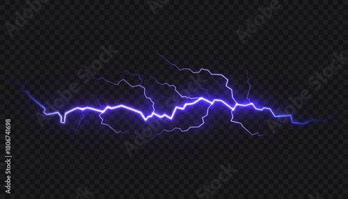 A bright purple lightning bolt. A luminous energy discharge with dynamic, bright lightning, creating a powerful plasma or electrical effect.	