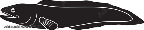 Black Silhouette of an Eel with Open Mouth fish white outline