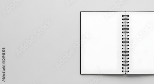 Open Spiral Notebook Mockup on Light Background with Empty Pages for Notes