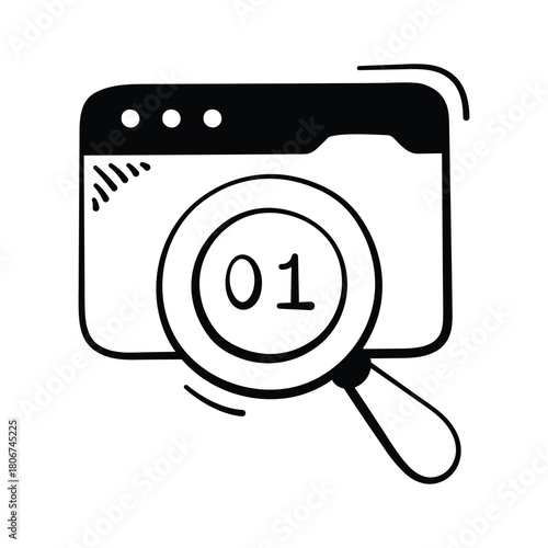 Magnifying glass icon showing AI powered search technology